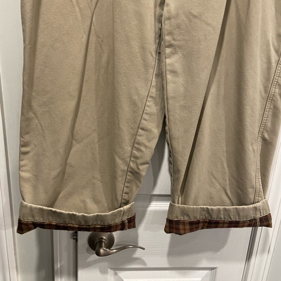 L.L. Bean Mens Size 32X30 Cotton Khaki Flannel Lined Chino Pants Zip Pocket - Picture 7 of 14